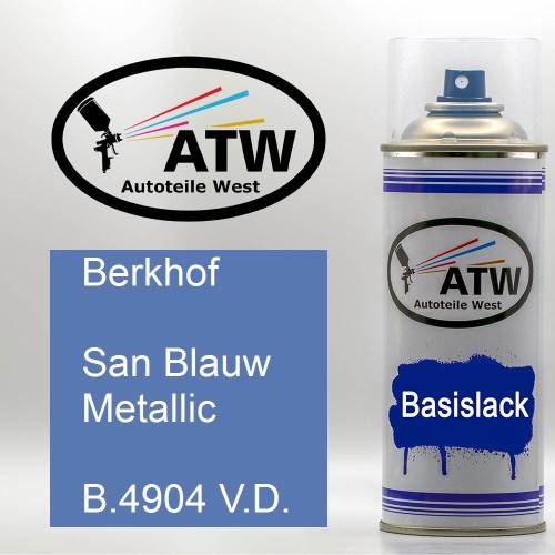 Berkhof, San Blauw Metallic, B.4904 V.D.: 400ml Sprühdose, von ATW Autoteile West.